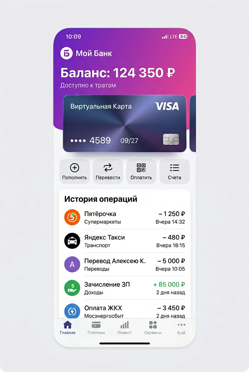 Финтех-приложение — мобильная разработка для iPhone