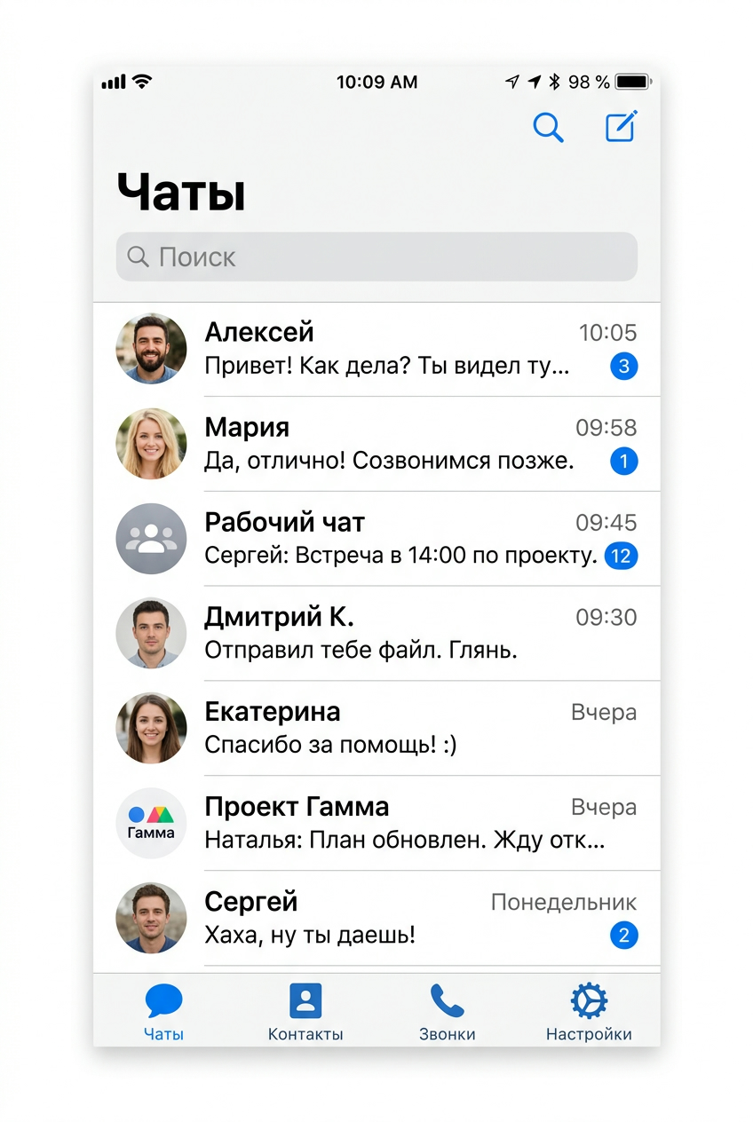 Мессенджер — iOS-приложение с чатом